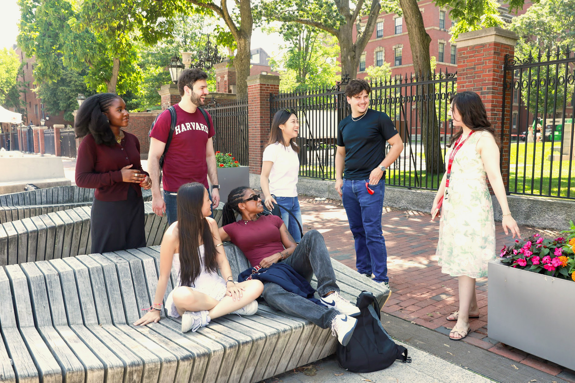 Harvard students near Harvard yard.